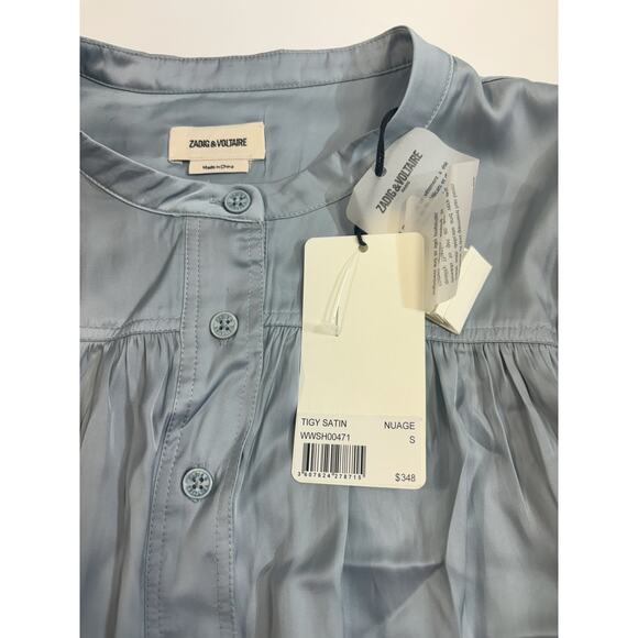 Zadig & Voltaire NWT Flaw Tigy Satin Blouse in Nuage Size Small MSRP $348 - Picture 5 of 7